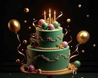 GreenBet birthday bonus artwork with a cake